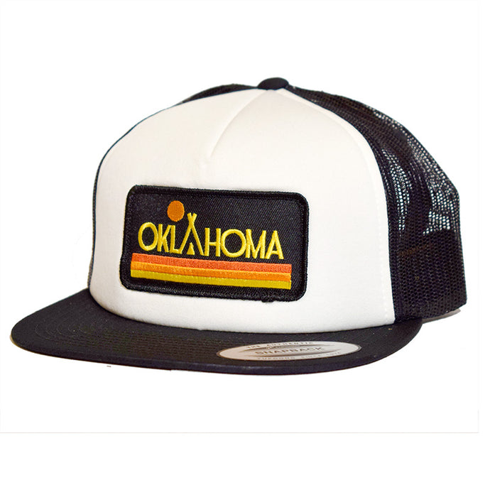 Oklahoma Native Sunset Trucker Hat White Black