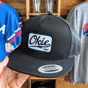 Okie Logo Flat Bill Trucker Cap Black
