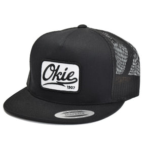 Okie Logo Flat Bill Trucker Cap Black