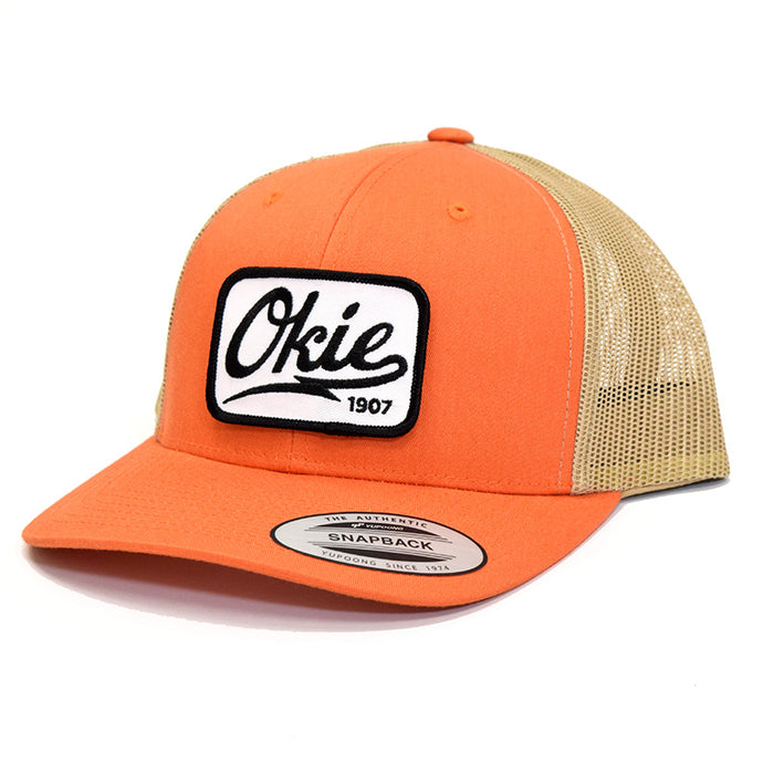 Okie Logo Trucker Hat - Rust Orange/Khaki
