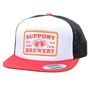 Support Your Local Brewery Trucker Hat - Red White Black